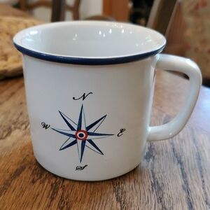 Stoneware White Compass Mug